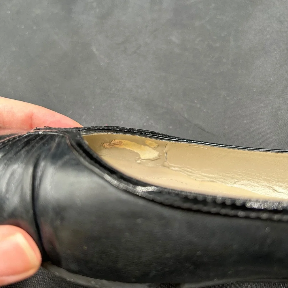 Tahari Ballet Flats Leather Dress Shoes Black Career Office 8.5M‎ Business